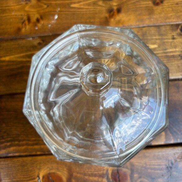 Vintage Clear Glass Lidded Candy Dish or Storage Jar – Hexagon Shape - Picture 2 of 6